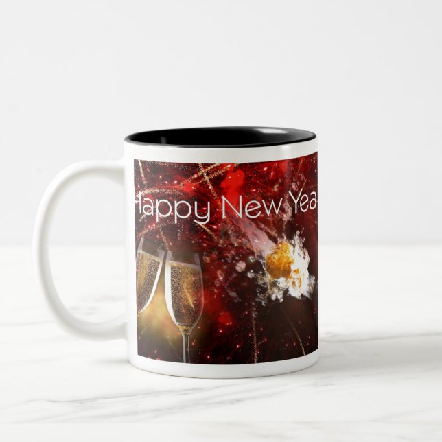 Caneca De Café Em Dois Tons Feliz Ano Novo- (Esquerda)