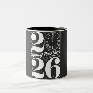 Caneca De Café Em Dois Tons Feliz Ano Novo 2026 Contagem Regressiva da Hora da