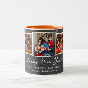 Caneca De Café Em Dois Tons Feliz ano novo Moderno Elegante Simples Três Foto