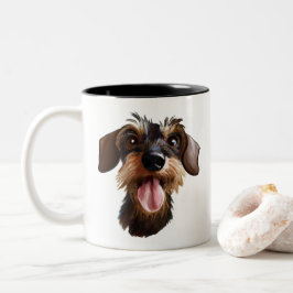 Caneca De Café Em Dois Tons Feliz Café Dachshund De Dois Toneladas