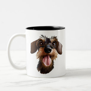 Caneca De Café Em Dois Tons Feliz Café Dachshund De Dois Toneladas