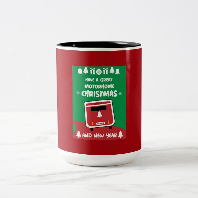 Caneca De Café Em Dois Tons Feliz Campanha Motorhom Xmas (Centro)