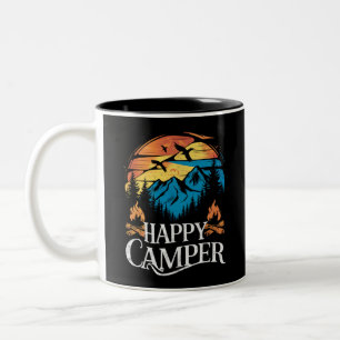 Caneca De Café Em Dois Tons Feliz Camper Retro Vintage Correspondente à Tripul