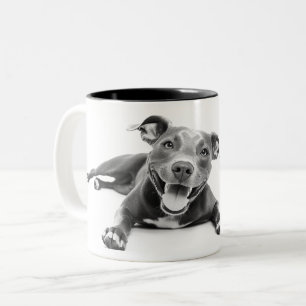 Caneca De Café Em Dois Tons Feliz cão Pitbull