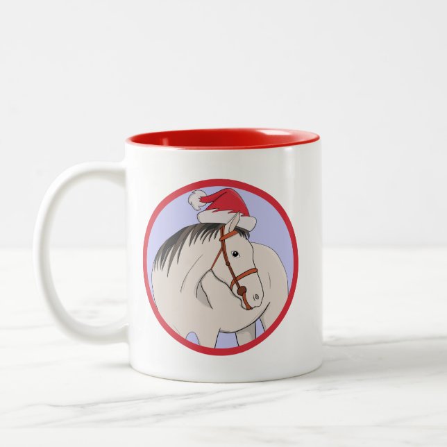 Caneca De Café Em Dois Tons Feliz Cavalo de Natal (Esquerda)