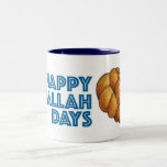 Caneca De Café Em Dois Tons Feliz Challah Days Hanukkah Chanukah Bread Loaf<br><div class="desc">Mug apresenta uma ilustração original de um pão de chalá cozido fresco, com HAPPY CHALLAH DAYS em uma fonte divertida. Excelente para Hanukkah. Este design também está disponível em outros produtos. Não vê o que está procurando? Precisa de ajuda para a personalização? Entre em contato com este designer para criar...</div>