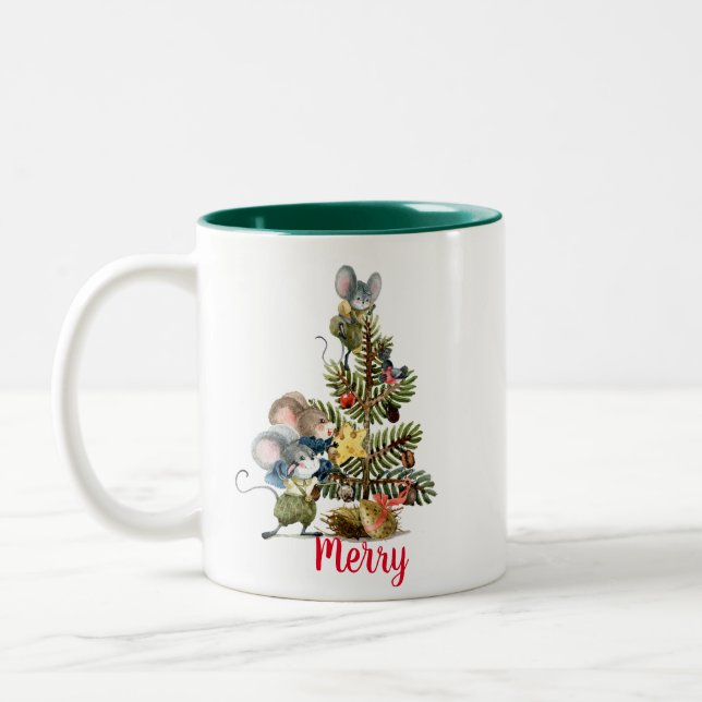Caneca De Café Em Dois Tons Feliz Christmouse (Esquerda)