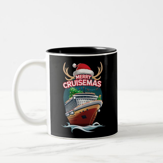 Caneca De Café Em Dois Tons Feliz Cruisemas Cruise Ship Family Christmas Funny (Esquerda)