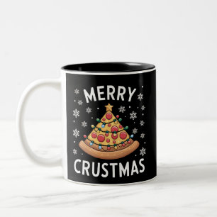 Caneca De Café Em Dois Tons Feliz Crustmas Pizza Árvore de Natal Presentes Xma