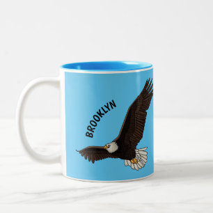 Caneca De Café Em Dois Tons Feliz desenho animado de águia-calva voadora