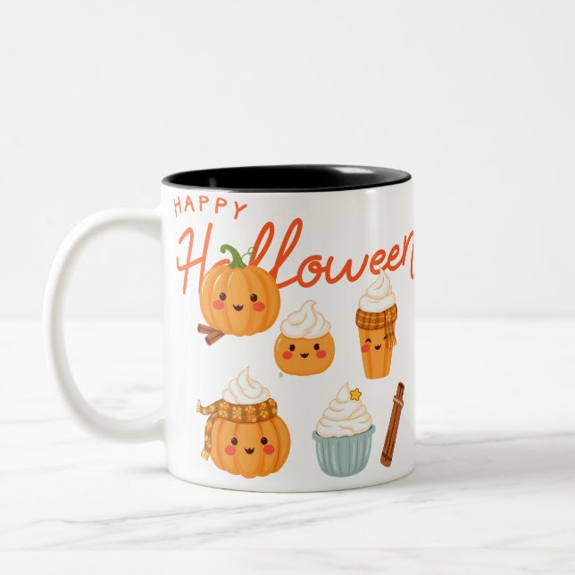 Caneca De Café Em Dois Tons Feliz Design de Halloween (Esquerda)