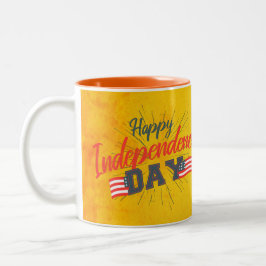 Caneca De Café Em Dois Tons Feliz Dia da Independência - Presente de 4 de Julh