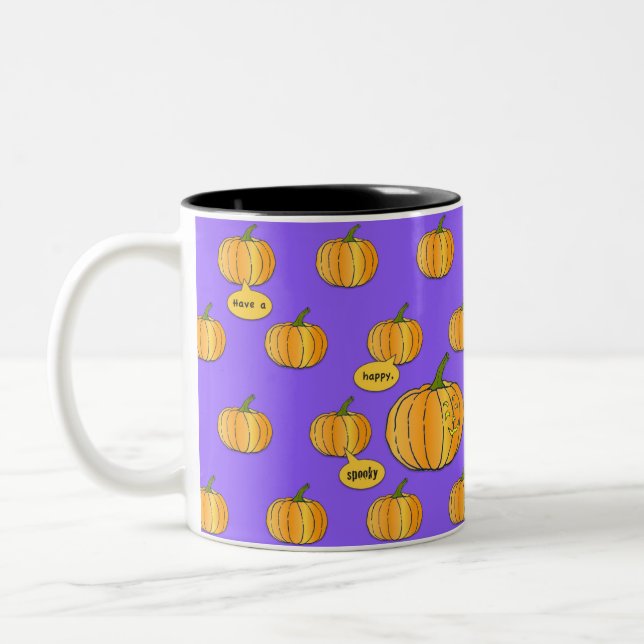 Caneca De Café Em Dois Tons Feliz Dia das Bruxas de Spooky (Esquerda)