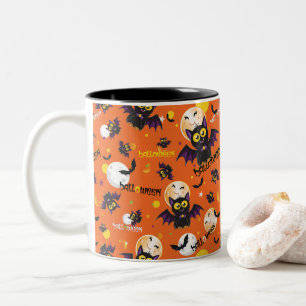 Caneca De Café Em Dois Tons Feliz Dia das Bruxas Design de Morcego de Vampiro