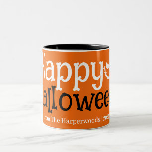 Caneca De Café Em Dois Tons Feliz Dia das Bruxas Simples Boo-Abóbora