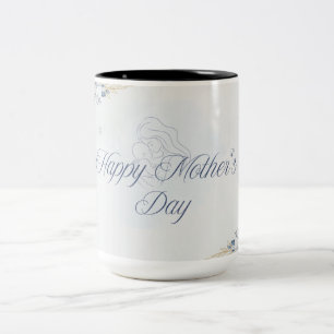 Caneca De Café Em Dois Tons Feliz Dia das Mães Mãe e Filho