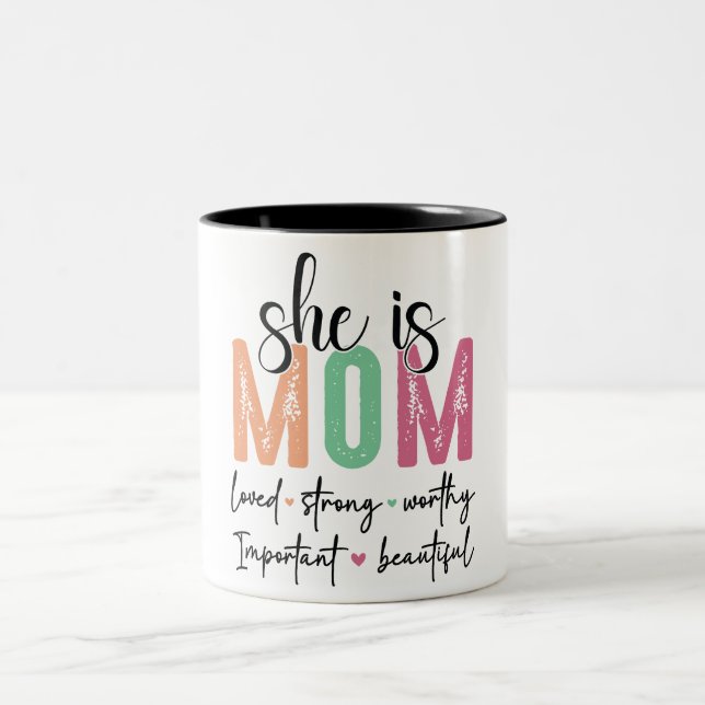Caneca De Café Em Dois Tons Feliz Dia das Mães, Mãe Linda (Centro)