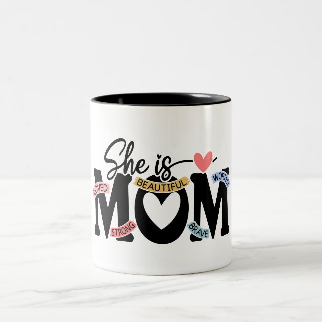 Caneca De Café Em Dois Tons Feliz Dia das Mães Mãe Linda (Centro)