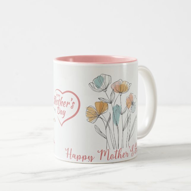 Caneca De Café Em Dois Tons Feliz Dia das Mães, Mogas e Copas (Frente Esquerda)