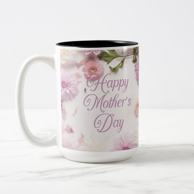 Caneca De Café Em Dois Tons Feliz Dia das Mães Rosa (Esquerda)