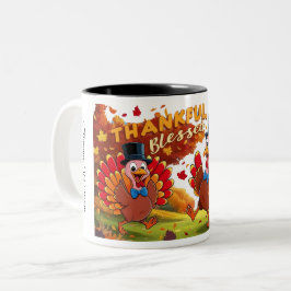 Caneca De Café Em Dois Tons Feliz Dia de Ação de Graças Feliz, Feliz, Feliz Gr