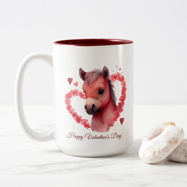 Caneca De Café Em Dois Tons Feliz dia de os namorados (Com Donut)