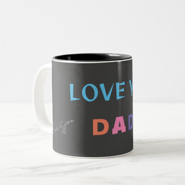 Caneca De Café Em Dois Tons Feliz Dia de os pais. Amo-Te Pai (Frente Esquerda)