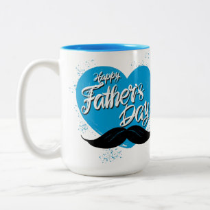 Caneca De Café Em Dois Tons Feliz Dia de os pais bigode