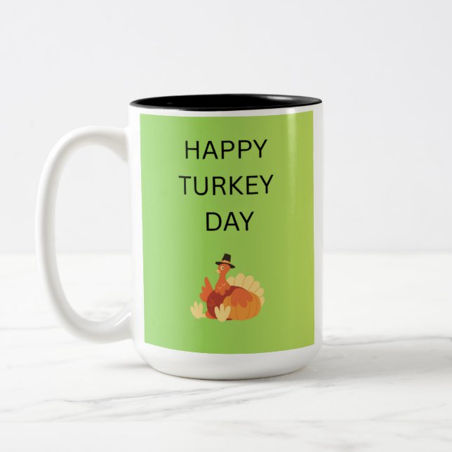 Caneca De Café Em Dois Tons Feliz Dia do Peru (Esquerda)