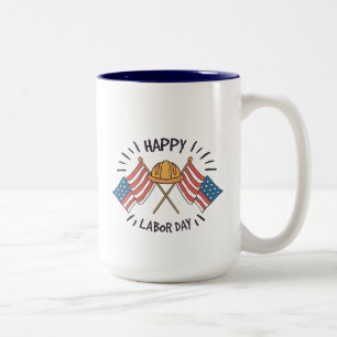 Caneca De Café Em Dois Tons Feliz Dia do Trabalhador Bandeira Patriótica Ameri