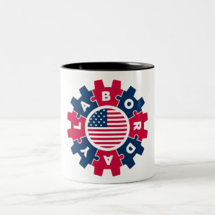 Caneca De Café Em Dois Tons Feliz Dia do Trabalho