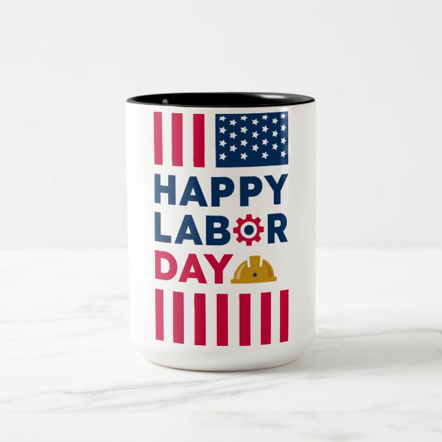 Caneca De Café Em Dois Tons Feliz Dia do Trabalho, Estados Unidos (Centro)