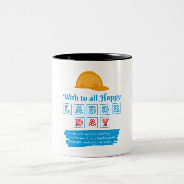 Caneca De Café Em Dois Tons Feliz dia do trabalho, Liberdade a sua vida (Centro)