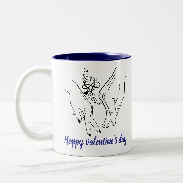 Caneca De Café Em Dois Tons feliz dia dos namorados (Esquerda)