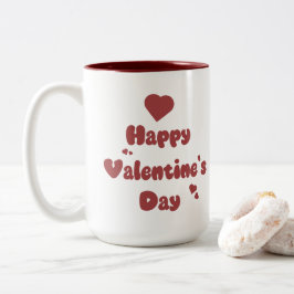 Caneca De Café Em Dois Tons Feliz Dia dos Namorados Corações Fofos
