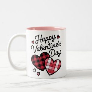 Caneca De Café Em Dois Tons Feliz Dia dos Namorados Leopardo Xadrez Coração Am