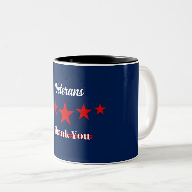 Caneca De Café Em Dois Tons Feliz Dia dos Veteranos (Frente Esquerda)