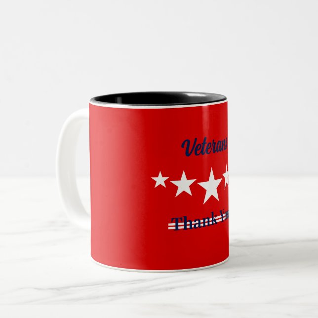 Caneca De Café Em Dois Tons Feliz Dia dos Veteranos (Frente Esquerda)