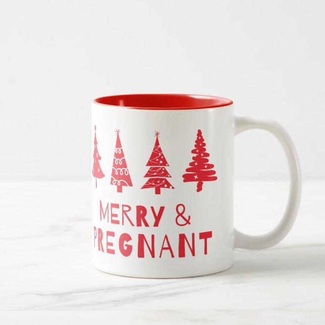 Caneca De Café Em Dois Tons Feliz e grávida no Natal (Direita)