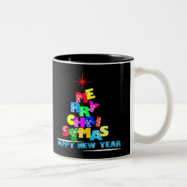 Caneca De Café Em Dois Tons Feliz Feliz ano novo de Natal