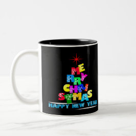 Caneca De Café Em Dois Tons Feliz Feliz ano novo de Natal