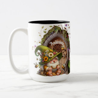 Caneca De Café Em Dois Tons Feliz Gnome Opcional Personalizar
