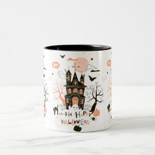 Caneca De Café Em Dois Tons Feliz Halloween, Casa Assombrada