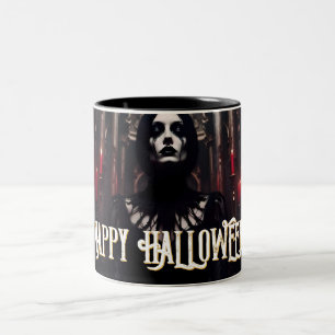Caneca De Café Em Dois Tons Feliz Halloween – Celebração Sombria Gótica