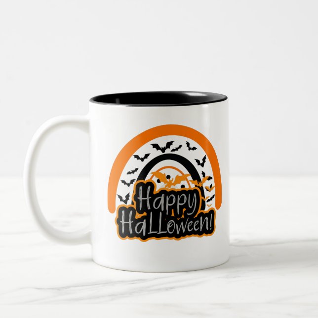 Caneca De Café Em Dois Tons Feliz Halloween Cute Ghost Boo (Esquerda)