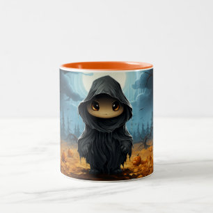 Caneca De Café Em Dois Tons Feliz Halloween Do Fantasma Sorridente