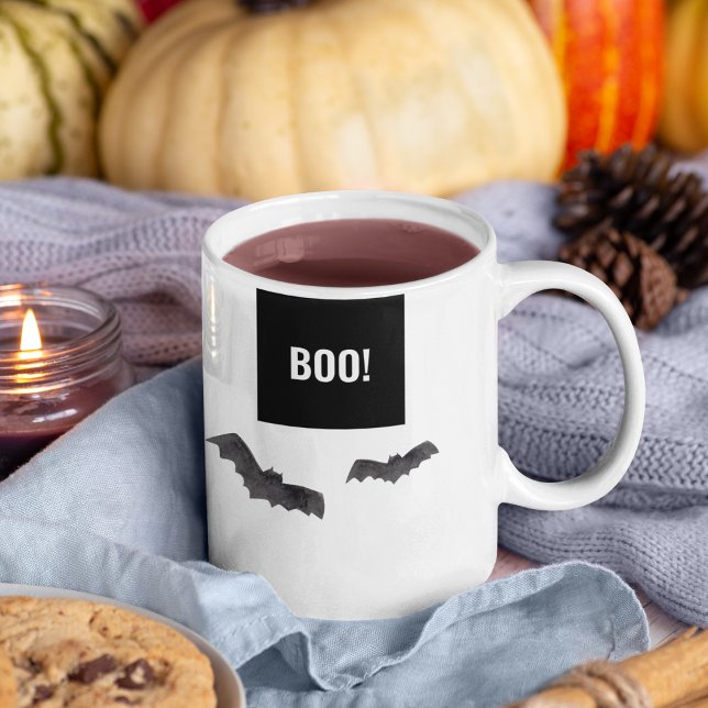 Caneca De Café Em Dois Tons Feliz Halloween do Simples Black Boo (Criador carregado)