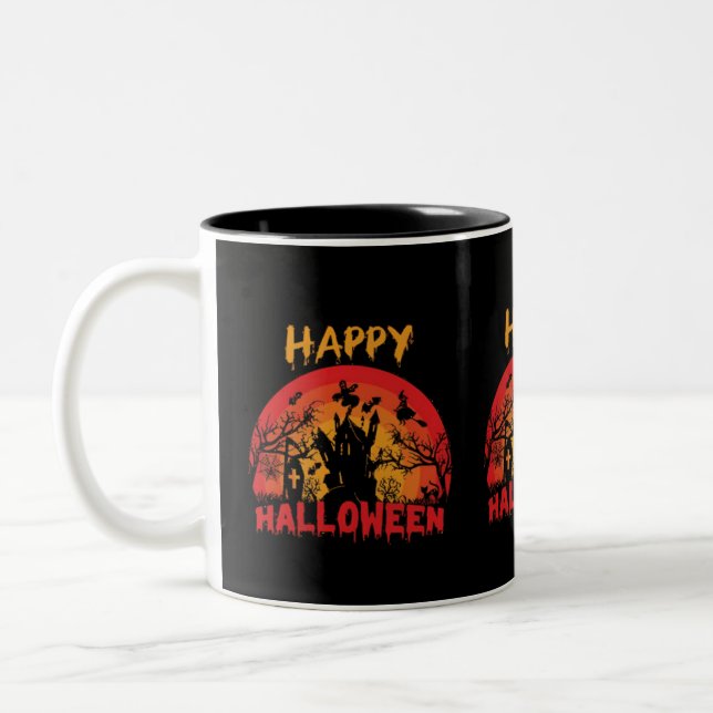 Caneca De Café Em Dois Tons Feliz Halloween Engraçado design (Esquerda)