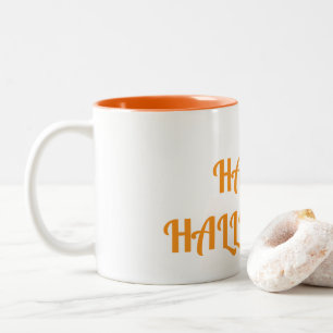 Caneca De Café Em Dois Tons Feliz Halloween Mulheres Laranja Preto