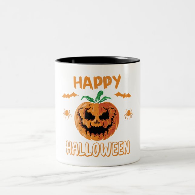 Caneca De Café Em Dois Tons "Feliz Halloween Pumpkin Mug - Taça de Café Louca (Centro)